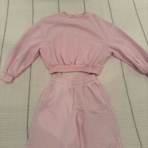 Zara Pastel Pink Plush Sweat Set